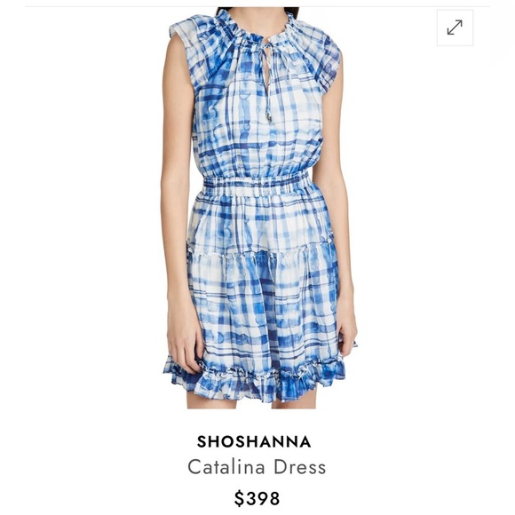 Shoshanna Catalina Dress • Blue Watercolor Plaid • Size 4 - Picture 11 of 11